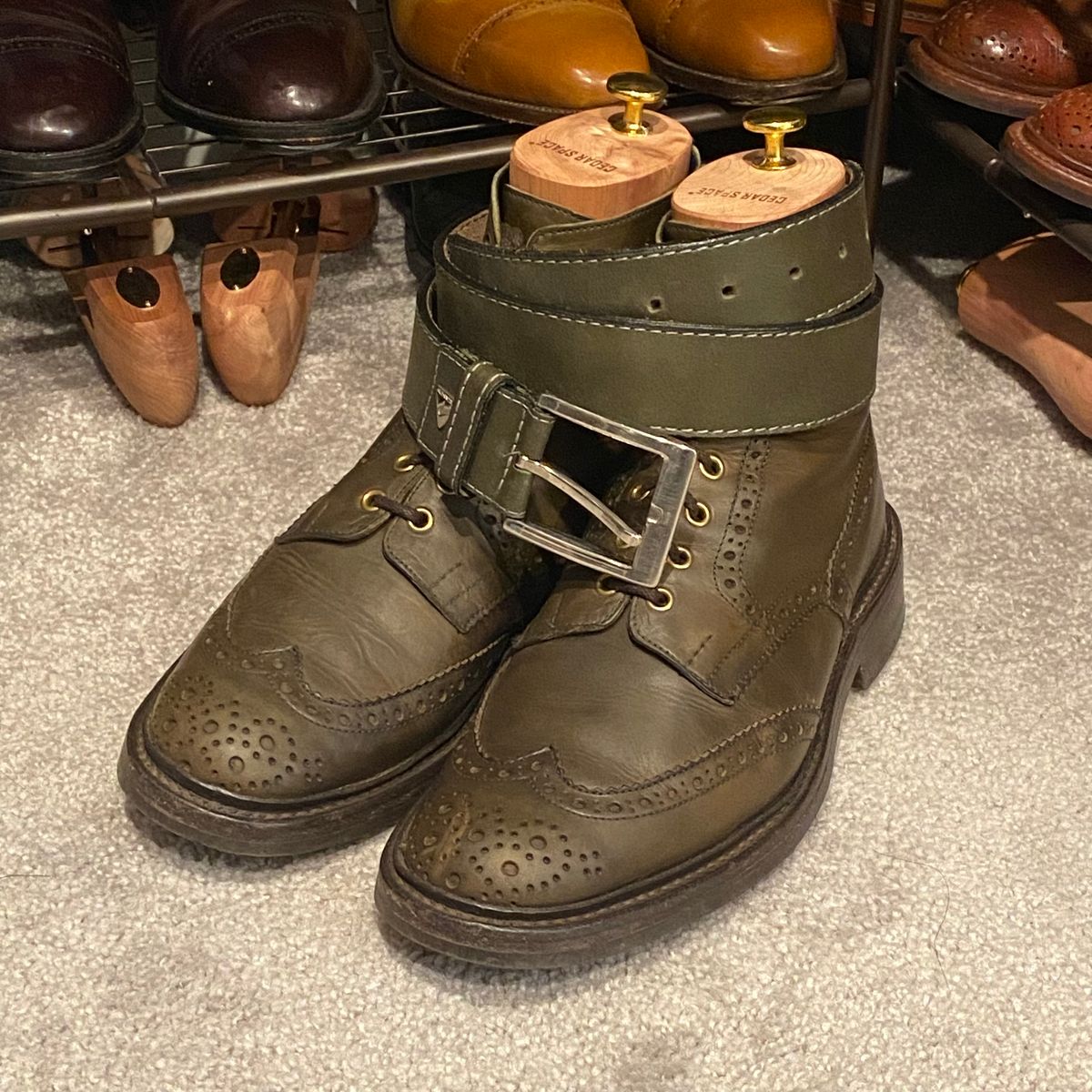 Photo by Colonel_Gringo on July 5, 2026 of the Tricker's Stow Country Boot in Green Olivvia Waxy.