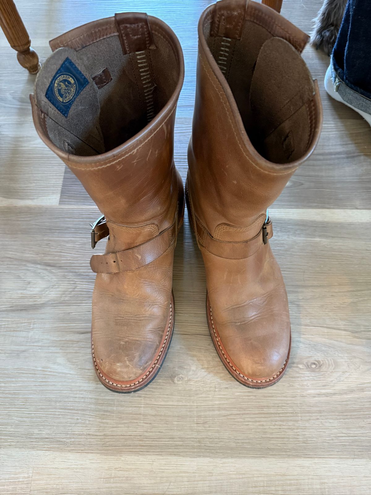 Photo by Crossbones2172 on August 16, 2025 of the John Lofgren Wabash Engineer Boots in Horween Natural Chromexcel.