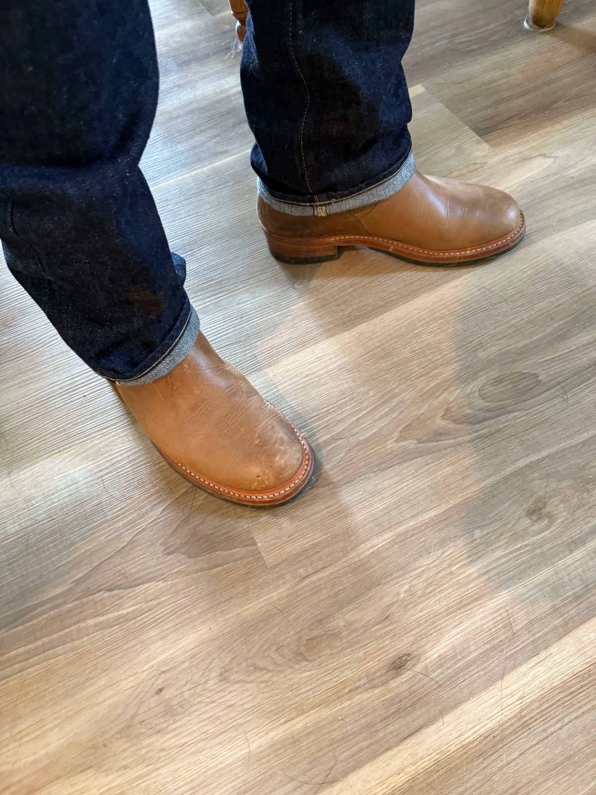 Photo by Crossbones2172 on August 16, 2025 of the John Lofgren Wabash Engineer Boots in Horween Natural Chromexcel.