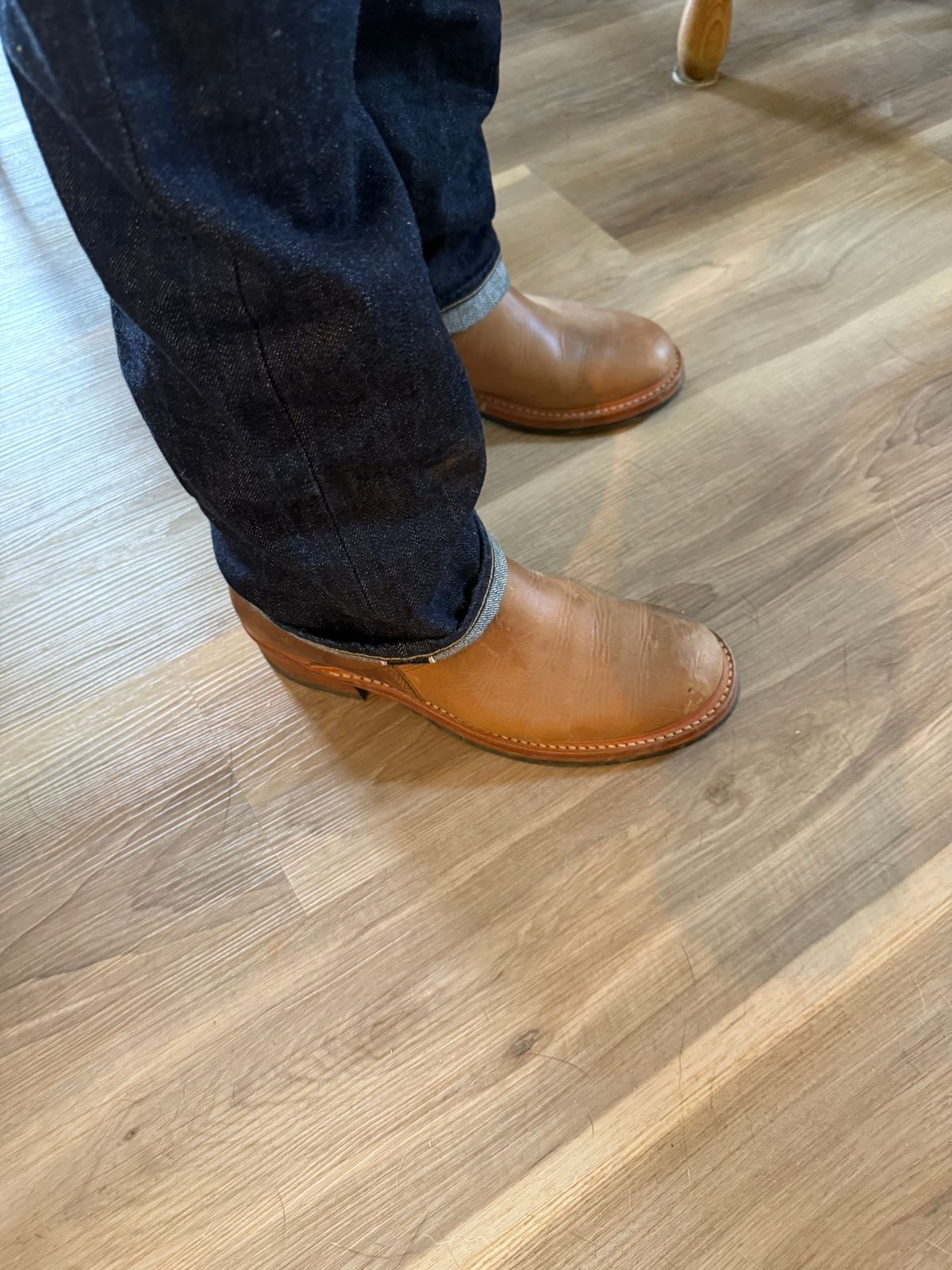 Photo by Crossbones2172 on August 16, 2025 of the John Lofgren Wabash Engineer Boots in Horween Natural Chromexcel.