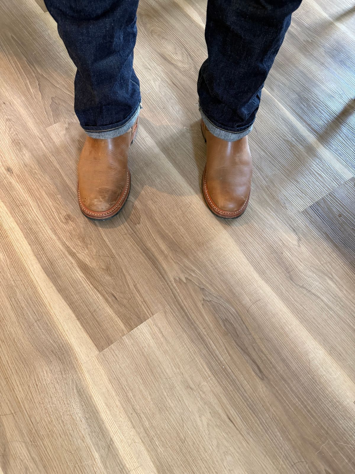 Photo by Crossbones2172 on August 16, 2025 of the John Lofgren Wabash Engineer Boots in Horween Natural Chromexcel.