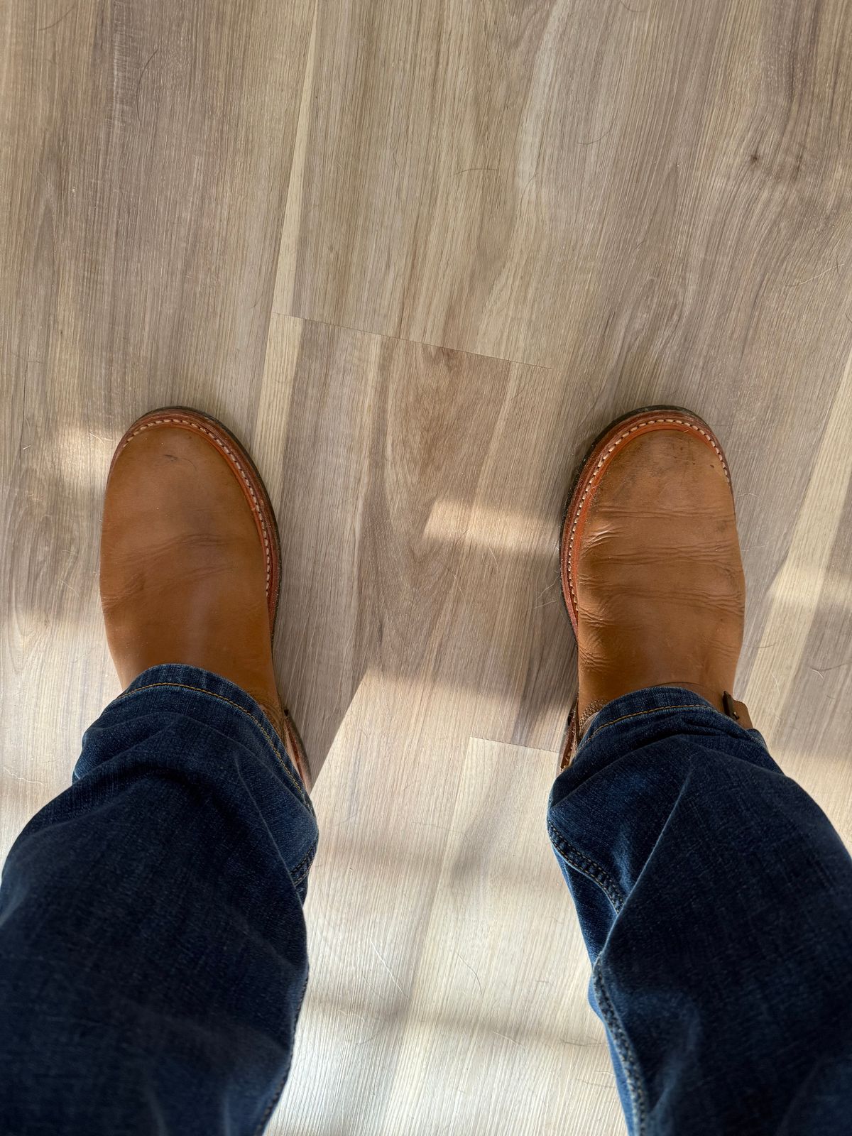 Photo by Crossbones2172 on December 14, 2025 of the John Lofgren Wabash Engineer Boots in Horween Natural Chromexcel.