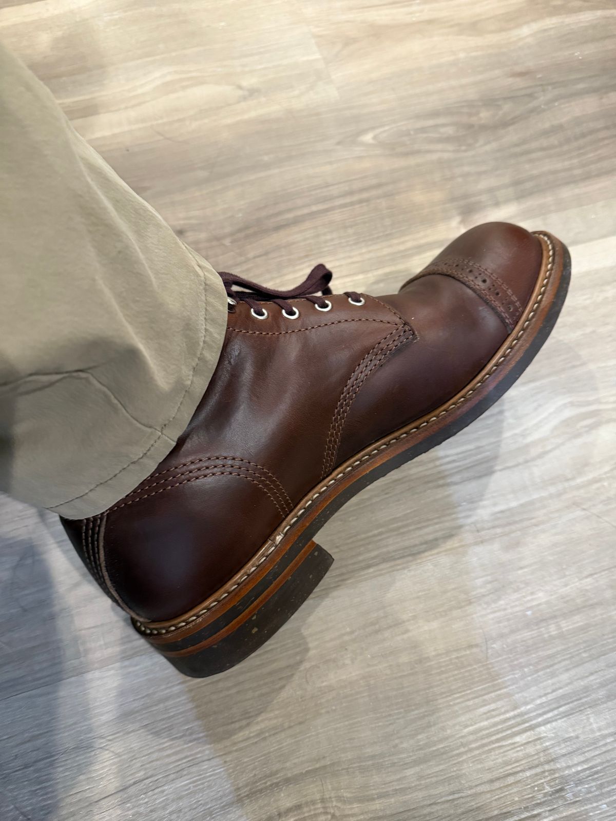 Photo by Crossbones2172 on October 18, 2025 of the John Lofgren Combat Boots in CXL in timber/brown.