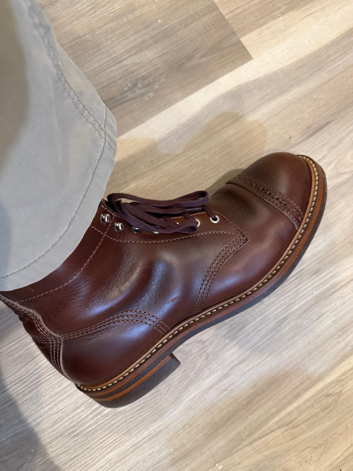 Photo by Crossbones2172 on October 18, 2025 of the John Lofgren Combat Boots in CXL in timber/brown.