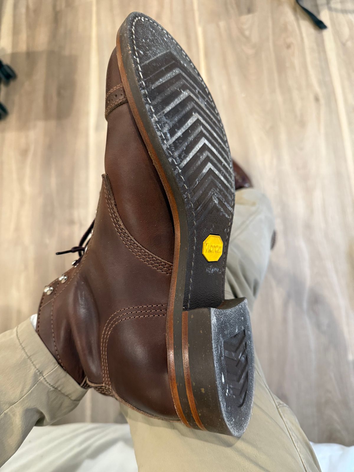 Photo by Crossbones2172 on October 18, 2025 of the John Lofgren Combat Boots in CXL in timber/brown.