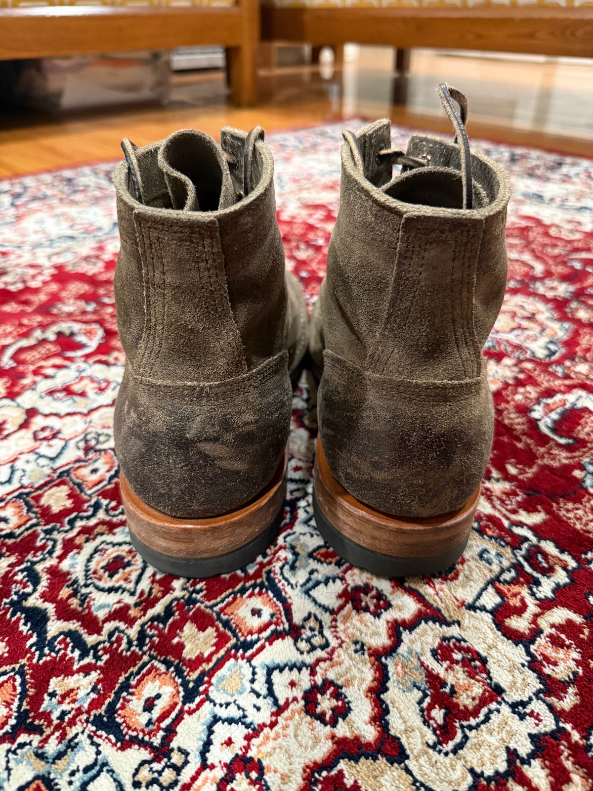 Photo by kinnikuman on December 5, 2025 of the White's MP-Sherman Toe Cap in C.f. Stead Tobacco Waxy Commander.