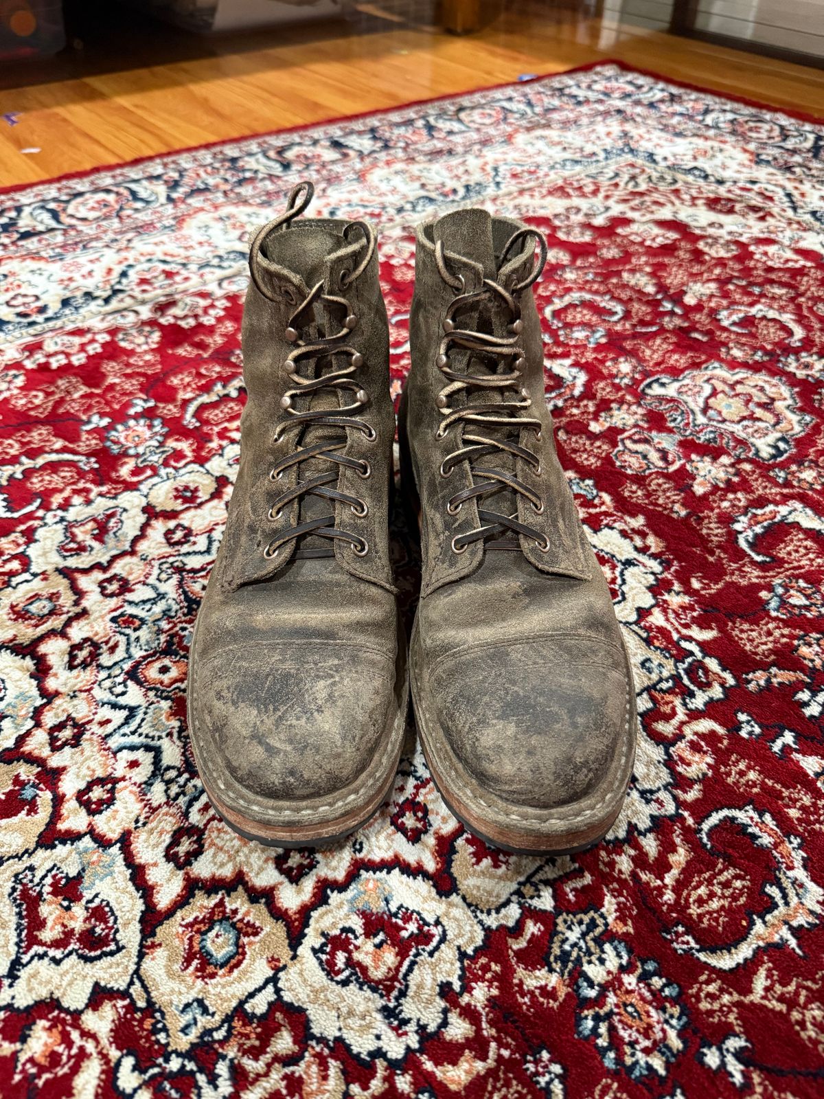 Photo by kinnikuman on December 5, 2025 of the White's MP-Sherman Toe Cap in C.f. Stead Tobacco Waxy Commander.