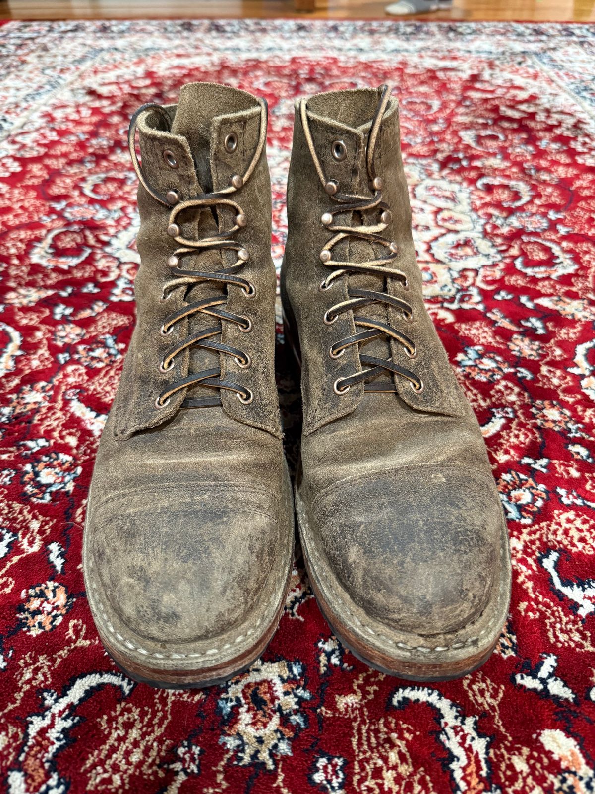 Photo by kinnikuman on January 2, 2026 of the White's MP-Sherman Toe Cap in C.f. Stead Tobacco Waxy Commander.