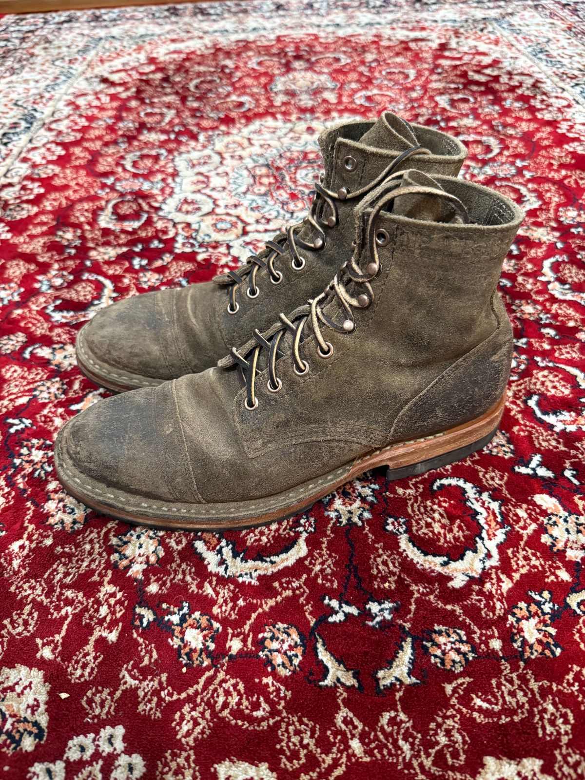 Photo by kinnikuman on January 2, 2026 of the White's MP-Sherman Toe Cap in C.f. Stead Tobacco Waxy Commander.