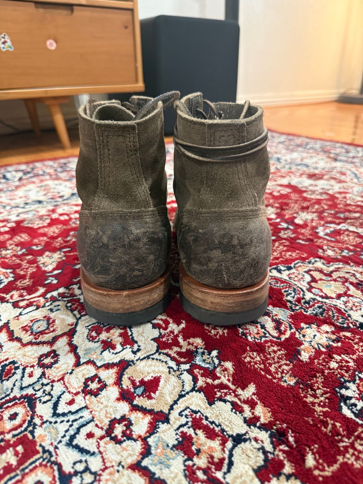 Photo by kinnikuman on February 4, 2026 of the White's MP-Sherman Toe Cap in C.f. Stead Tobacco Waxy Commander.