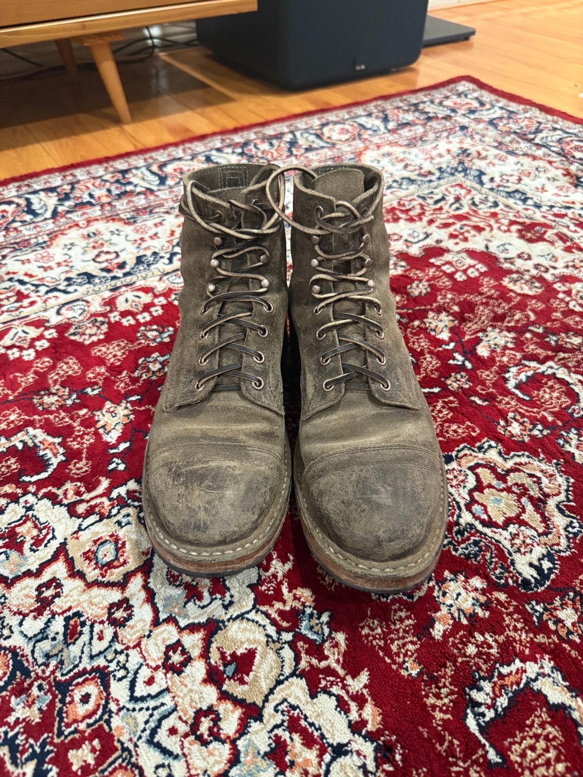 Photo by kinnikuman on February 4, 2026 of the White's MP-Sherman Toe Cap in C.f. Stead Tobacco Waxy Commander.