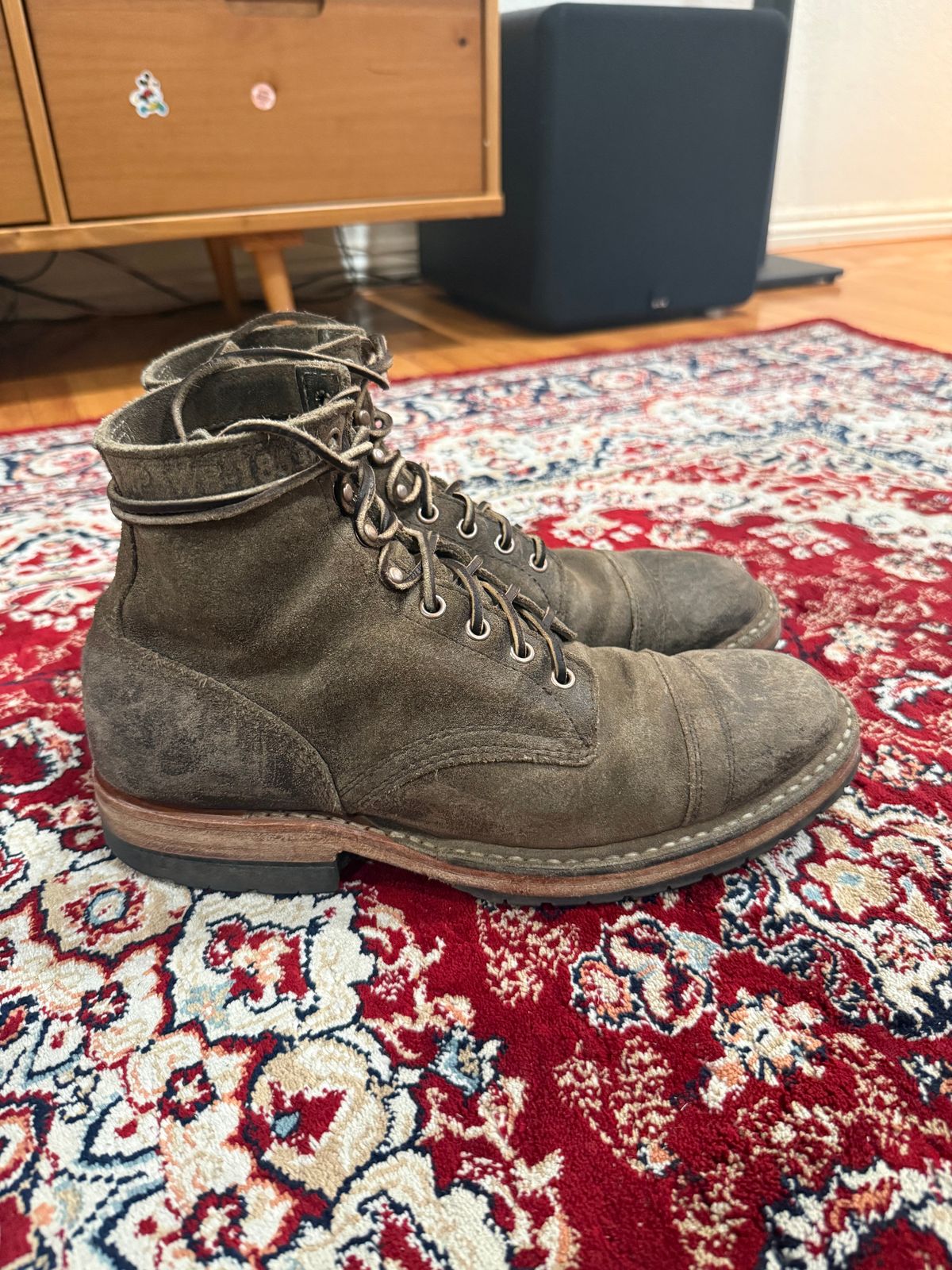 Photo by kinnikuman on February 4, 2026 of the White's MP-Sherman Toe Cap in C.f. Stead Tobacco Waxy Commander.