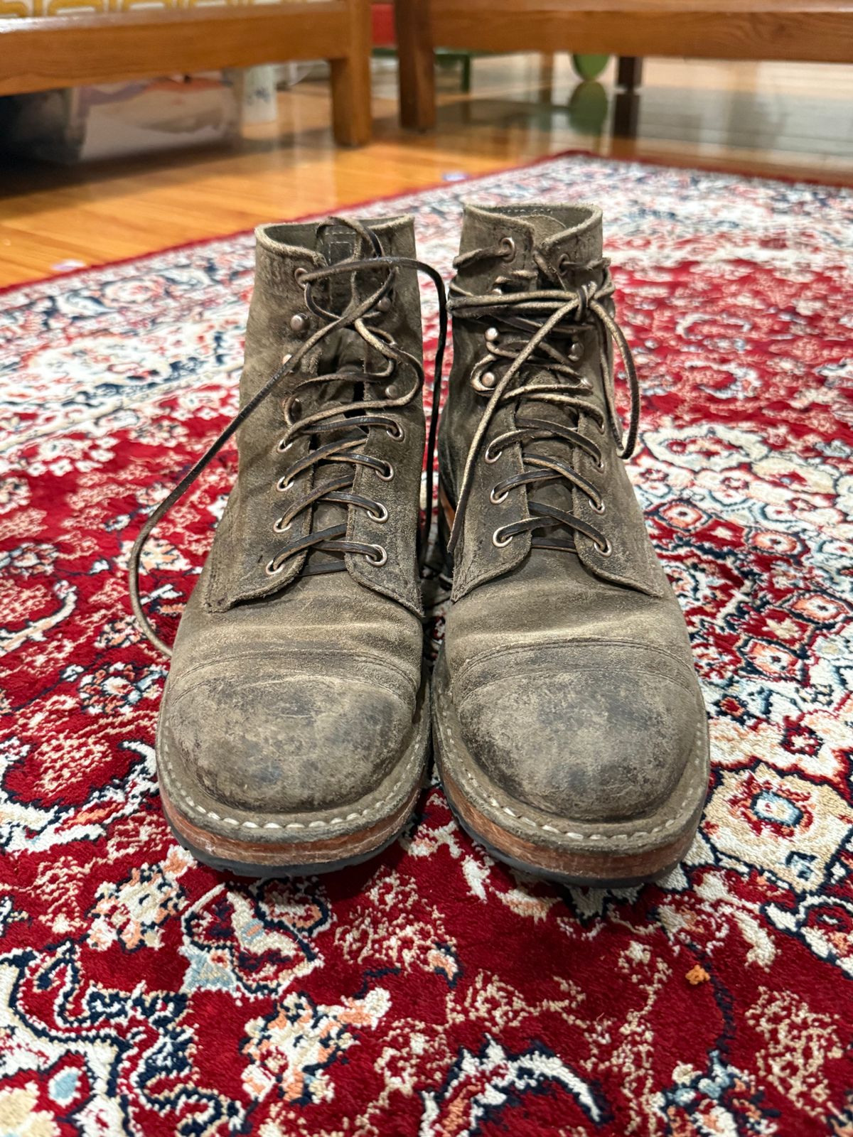 Photo by kinnikuman on March 3, 2026 of the White's MP-Sherman Toe Cap in C.f. Stead Tobacco Waxy Commander.