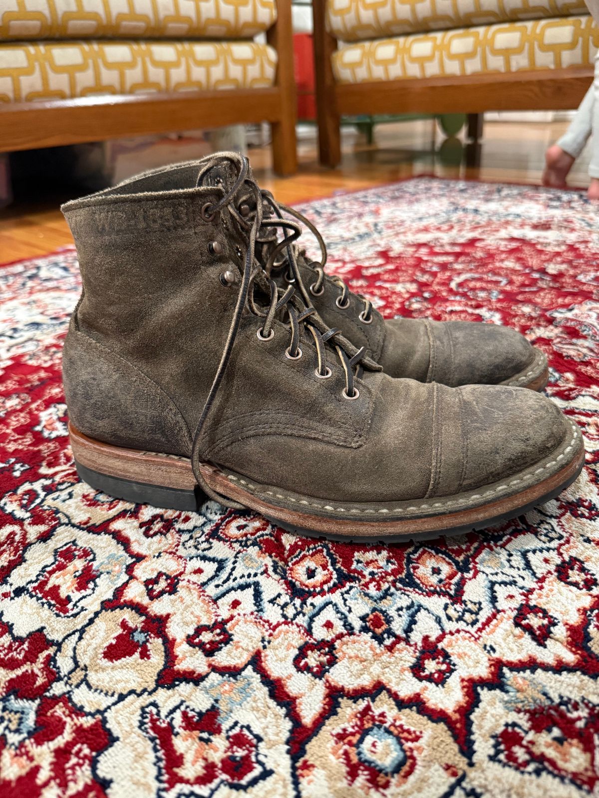 Photo by kinnikuman on March 3, 2026 of the White's MP-Sherman Toe Cap in C.f. Stead Tobacco Waxy Commander.