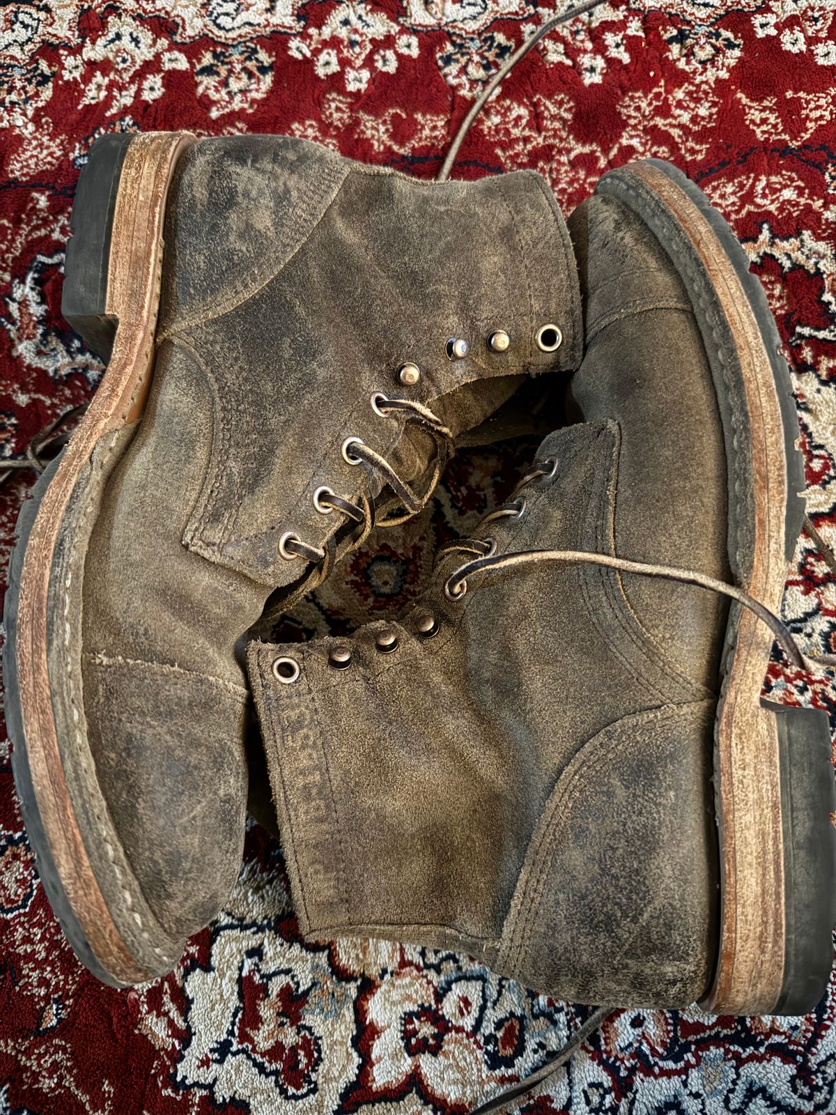 Photo by kinnikuman on April 6, 2026 of the White's MP-Sherman Toe Cap in C.f. Stead Tobacco Waxy Commander.