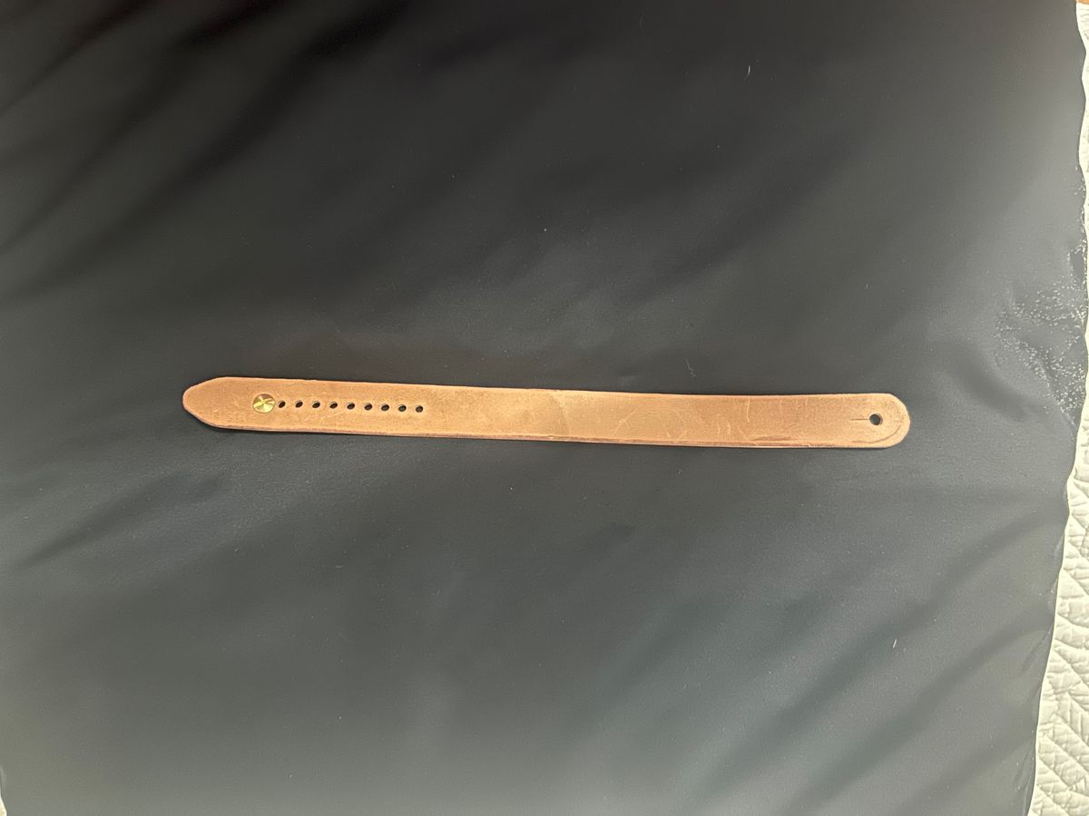 Photo by iambaruch on November 3, 2025 of the Guarded Goods Button stud strap in Horween Unglazed Natural Shell Cordovan.