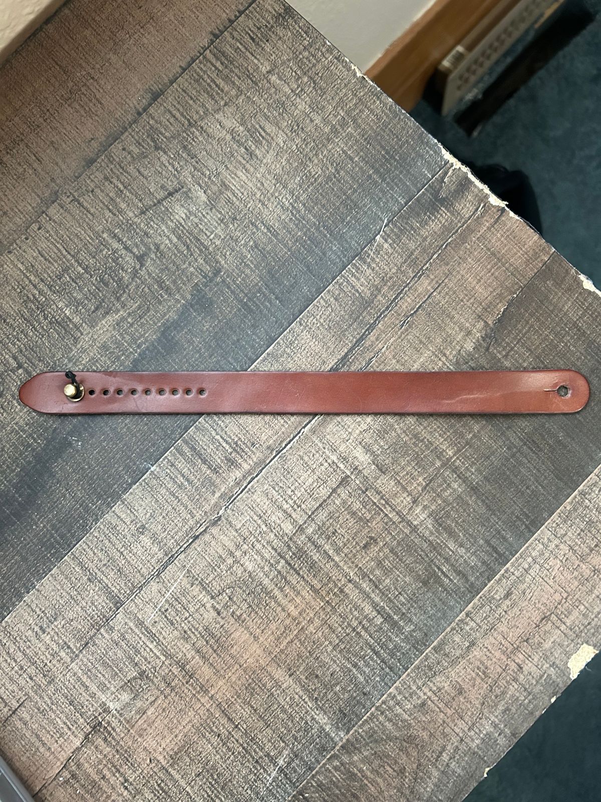 Photo by iambaruch on December 3, 2025 of the Guarded Goods Button stud strap in Horween Unglazed Natural Shell Cordovan.