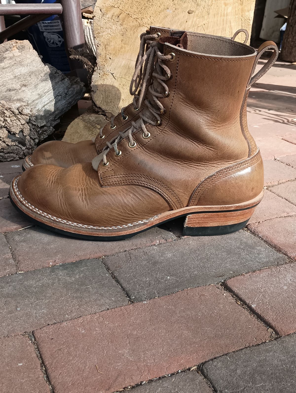 Photo by mnstrsvg21 on November 1, 2025 of the Nicks Lace Up Heritage in Horween Natural Cypress.