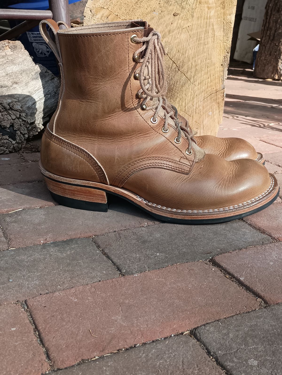 Photo by mnstrsvg21 on November 1, 2025 of the Nicks Lace Up Heritage in Horween Natural Cypress.