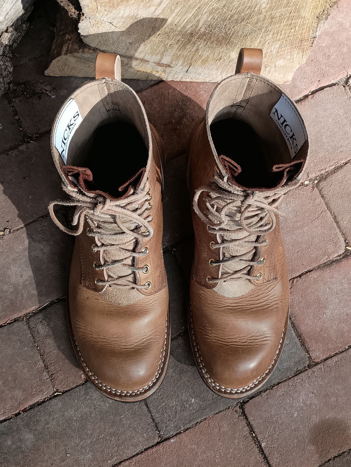 Photo by mnstrsvg21 on November 1, 2025 of the Nicks Lace Up Heritage in Horween Natural Cypress.