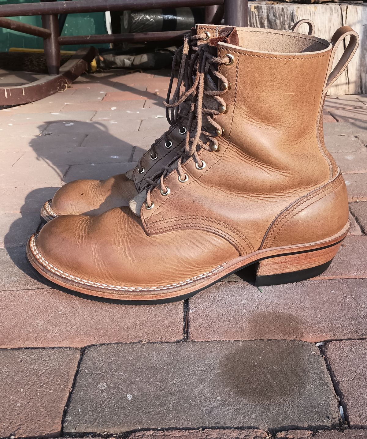 Photo by mnstrsvg21 on December 1, 2025 of the Nicks Lace Up Heritage in Horween Natural Cypress.