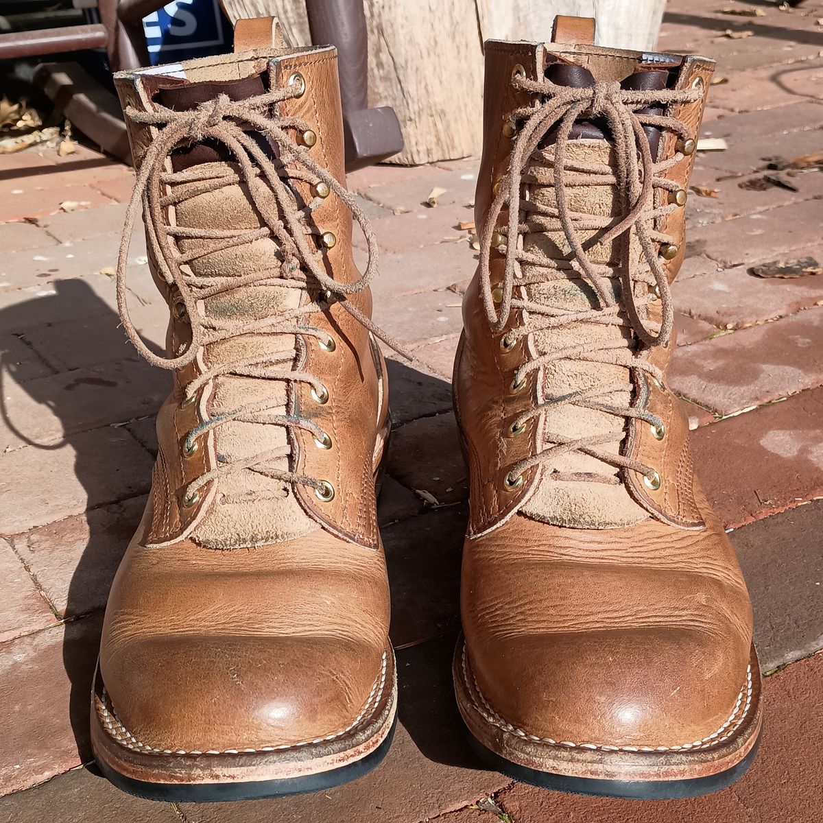 Photo by mnstrsvg21 on January 1, 2026 of the Nicks Lace Up Heritage in Horween Natural Cypress.