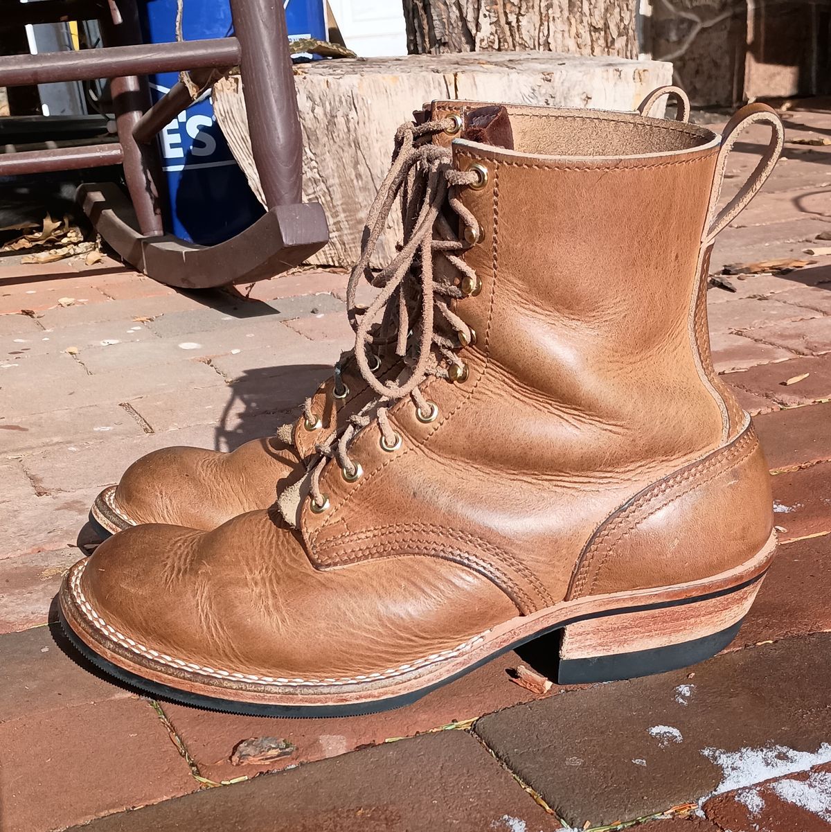 Photo by mnstrsvg21 on January 1, 2026 of the Nicks Lace Up Heritage in Horween Natural Cypress.
