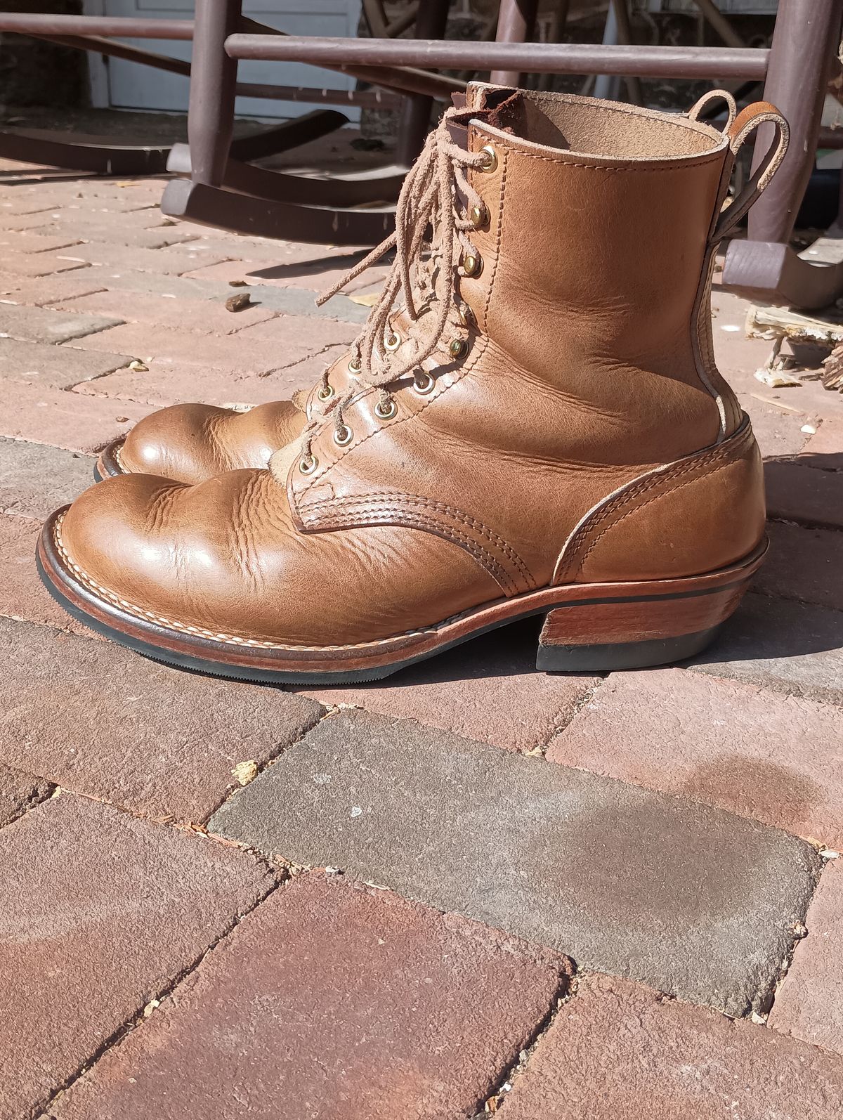Photo by mnstrsvg21 on March 1, 2026 of the Nicks Lace Up Heritage in Horween Natural Cypress.