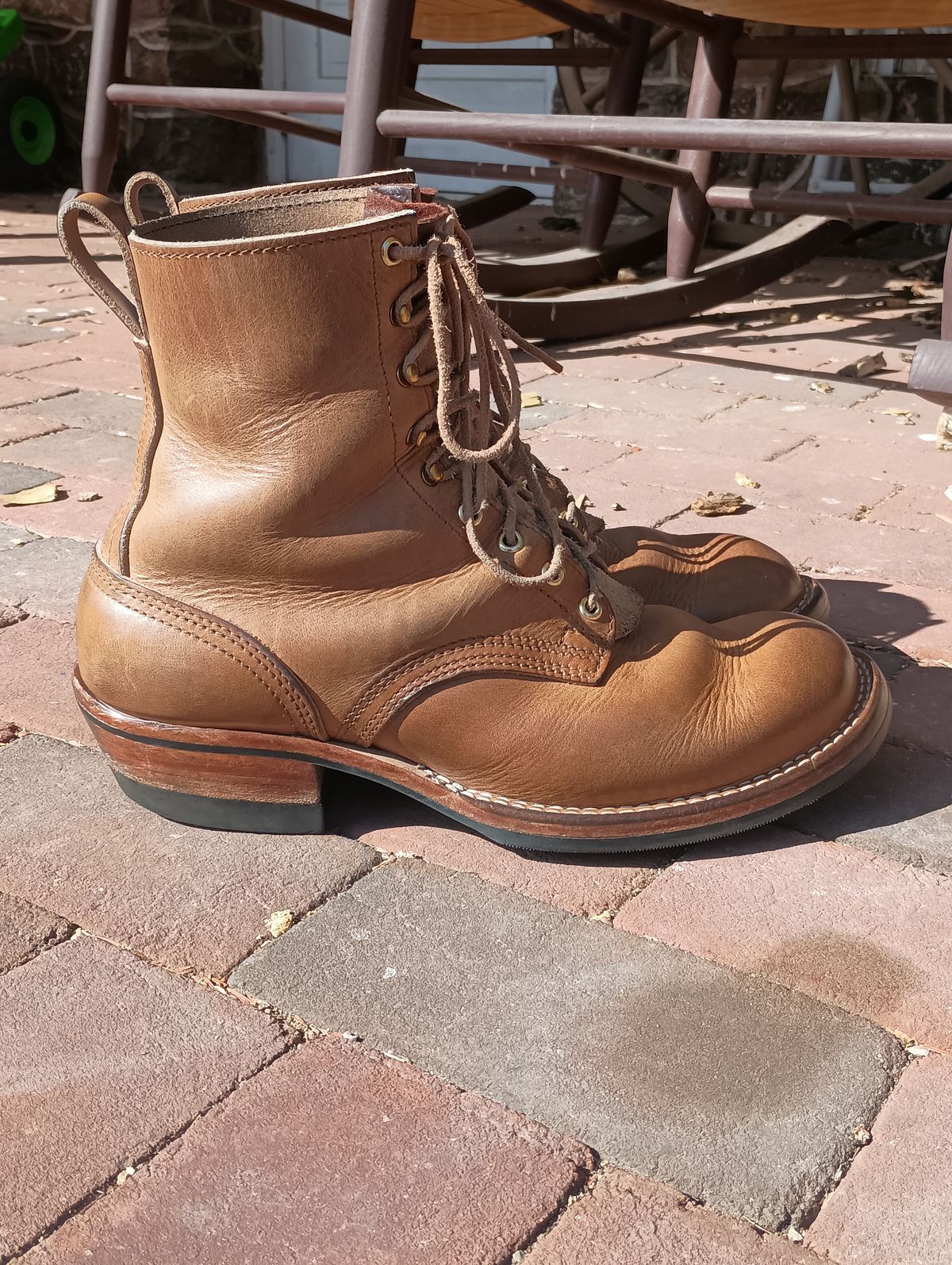 Photo by mnstrsvg21 on March 1, 2026 of the Nicks Lace Up Heritage in Horween Natural Cypress.