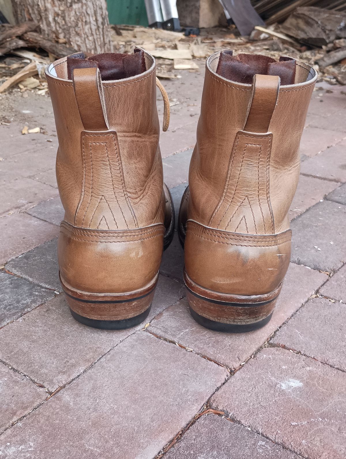 Photo by mnstrsvg21 on April 3, 2026 of the Nicks Lace Up Heritage in Horween Natural Cypress.