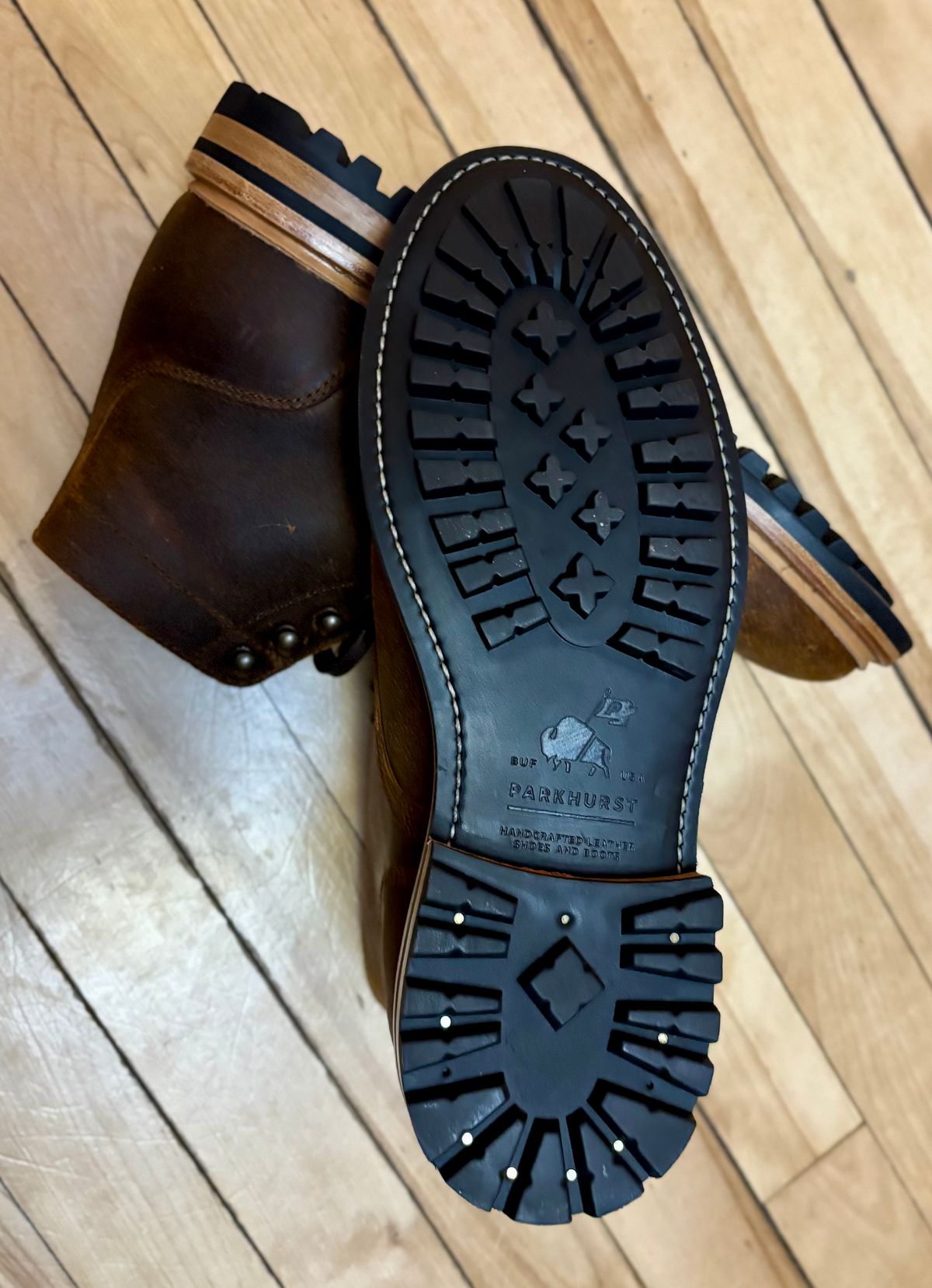 Photo by 2nd_nature on January 1, 2026 of the Parkhurst The Richmond in C.F. Stead Wheatbuck Waxy Commander Suede.