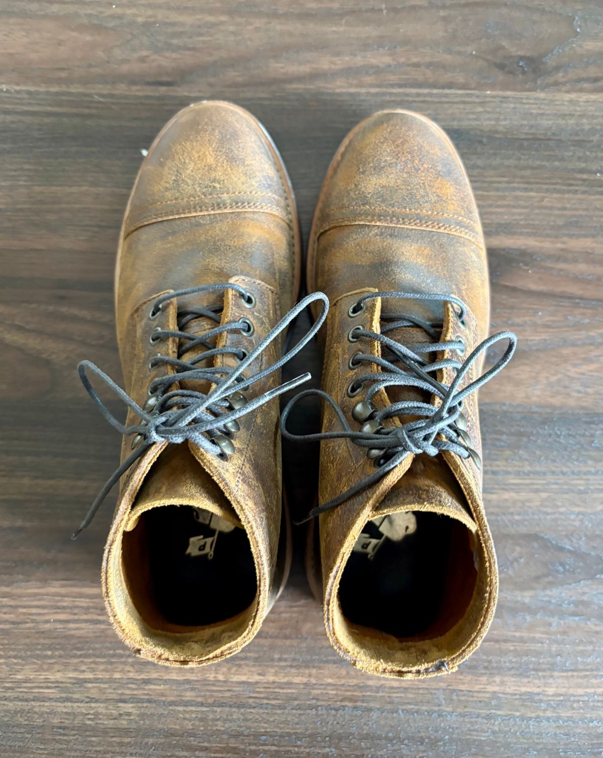 Photo by 2nd_nature on June 3, 2026 of the Parkhurst The Richmond in C.F. Stead Wheatbuck Waxy Commander Suede.