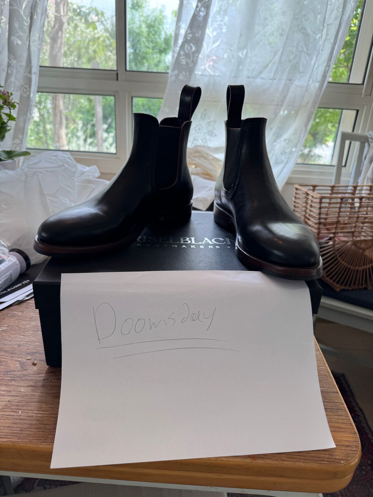 Photo by the_boot_dev on October 7, 2024 of the Briselblack The Seventh Chelsea Boot in Maryam Natural Horsebutt Overdyed Black.