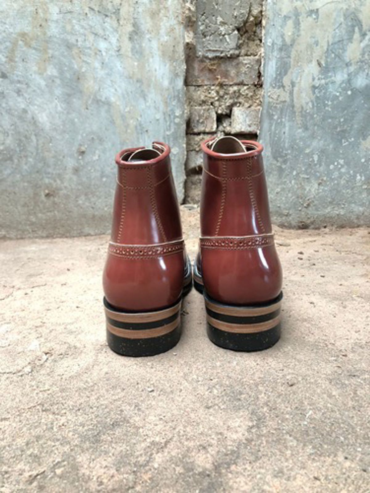 Photo by the_boot_dev on November 5, 2024 of the Kiattoko Old Boy in Shinki Cognac Shell Cordovan.