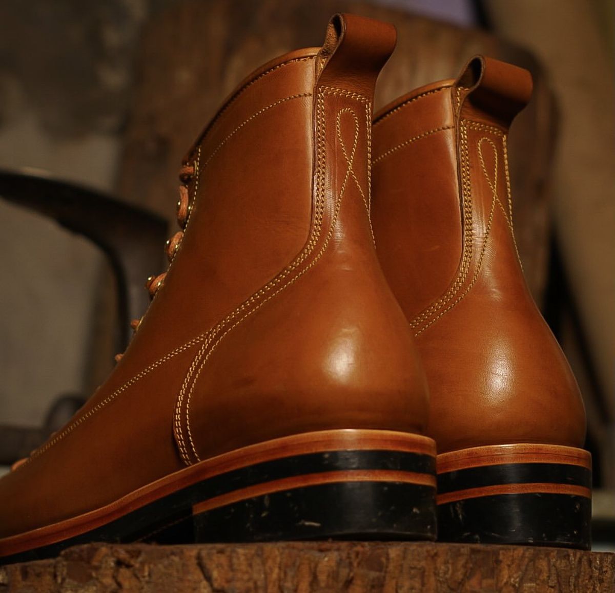 Photo by the_boot_dev on May 23, 2024 of the Fortis Boots Monkey Boots in Badalassi Carlo Cognac Minerva.