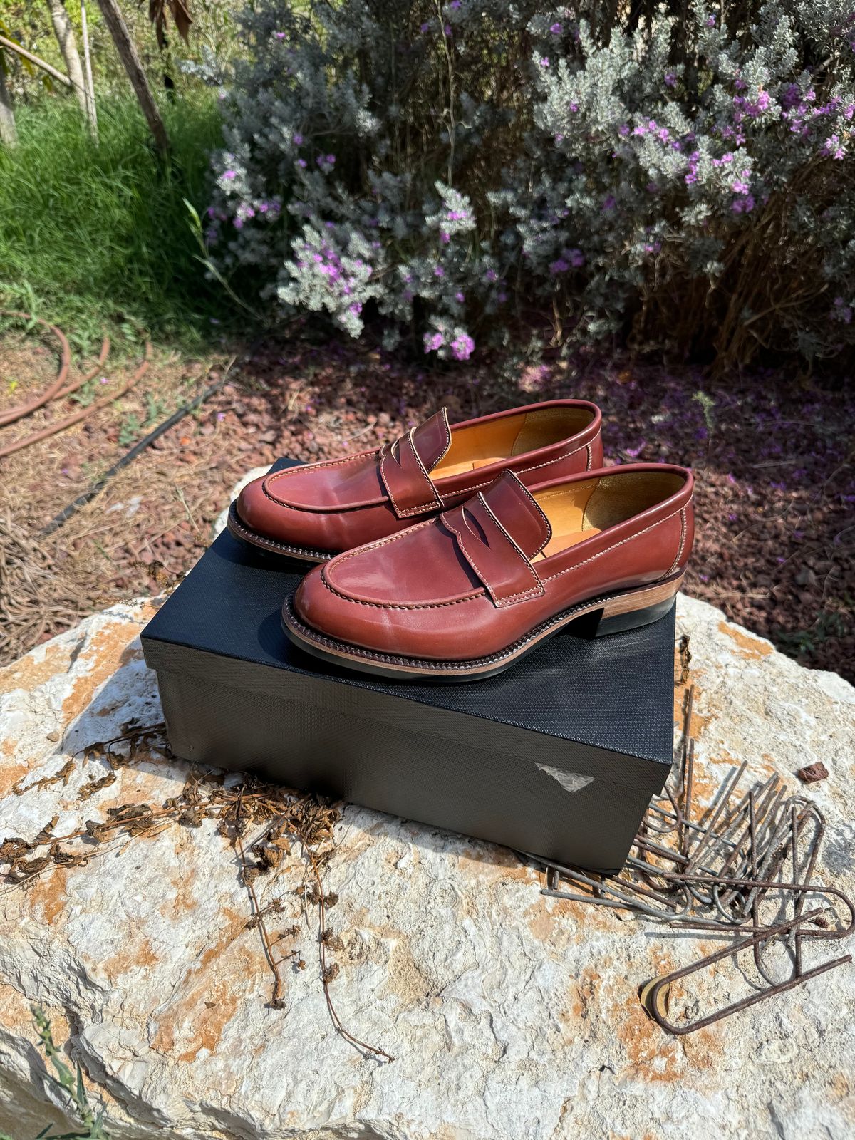 Photo by the_boot_dev on September 15, 2024 of the Kiattoko Penny Loafers in Shinki Cognac Shell Cordovan.