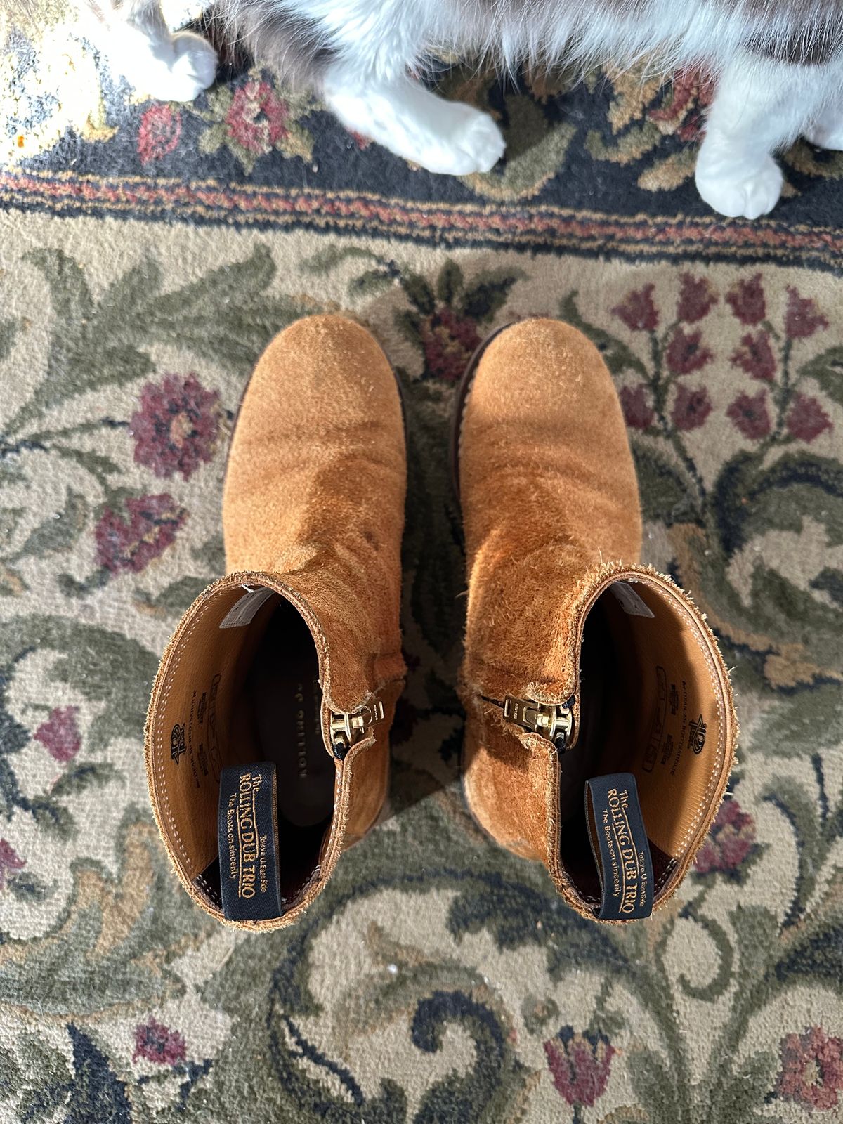 Photo by clausality on November 4, 2025 of the Rolling Dub Trio Casper Boot in Oiled Tobacco Suede.
