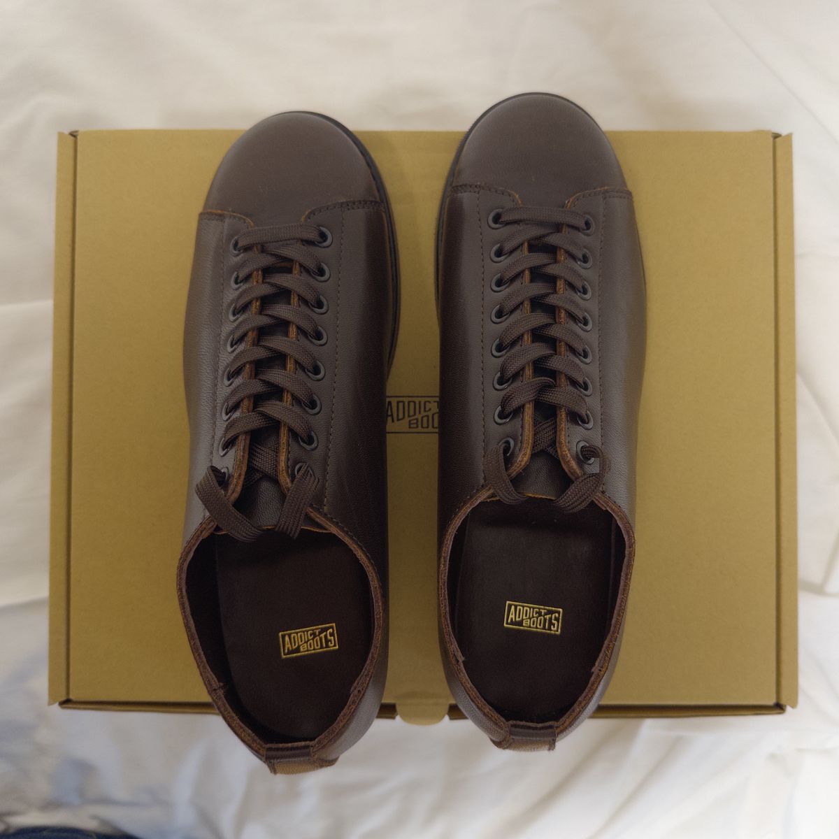 Photo by clausality on December 22, 2025 of the Addict Boots AB-04LW Short Monkey in Brown Horsehide.