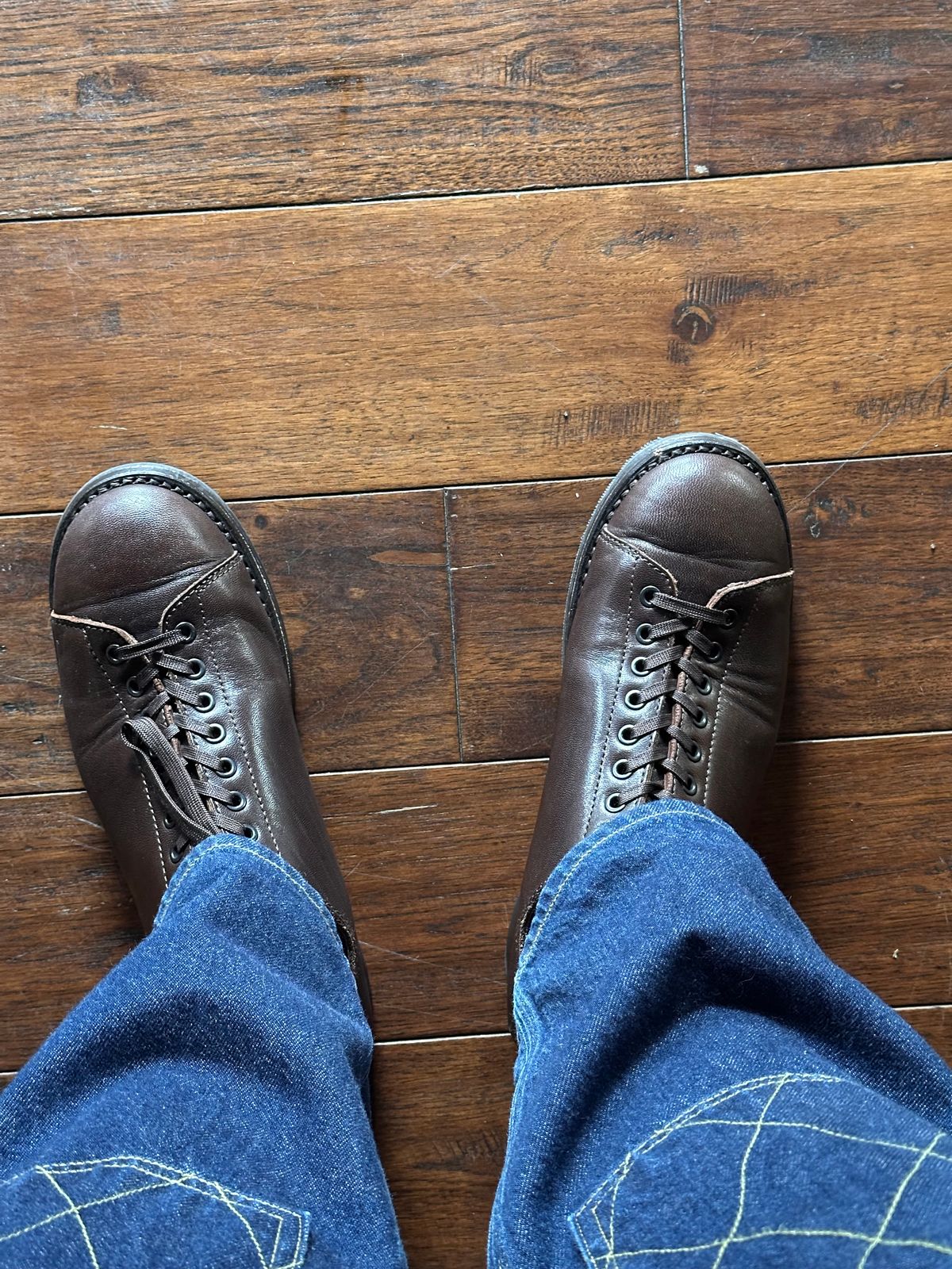 Photo by clausality on May 4, 2026 of the Addict Boots AB-04LW Short Monkey in Brown Horsehide.