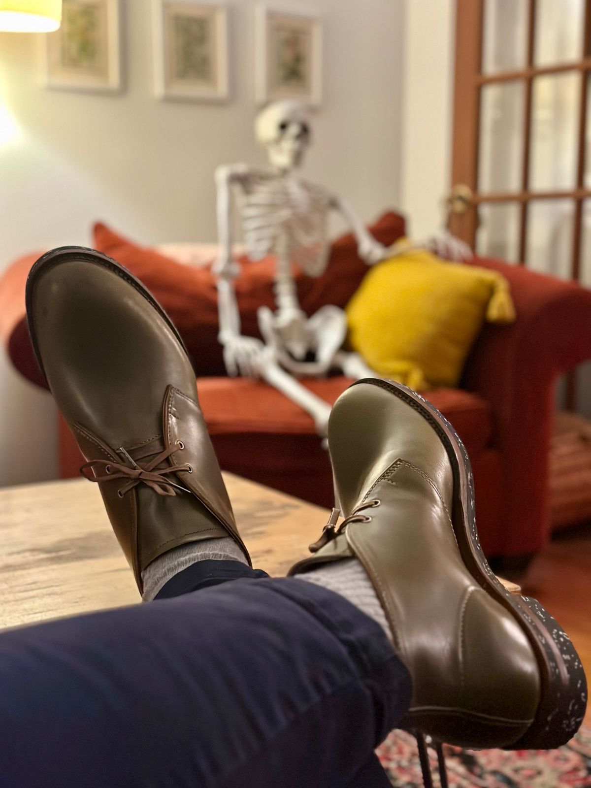 Photo by demaree on October 2, 2025 of the Oldspeed MFG Chukka in Wickett & Craig Olive Traditional Harness.