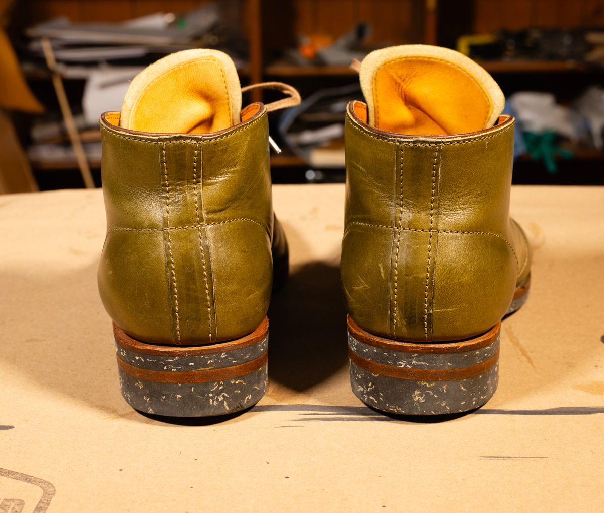 Photo by demaree on November 4, 2025 of the Oldspeed MFG Chukka in Wickett & Craig Olive Traditional Harness.