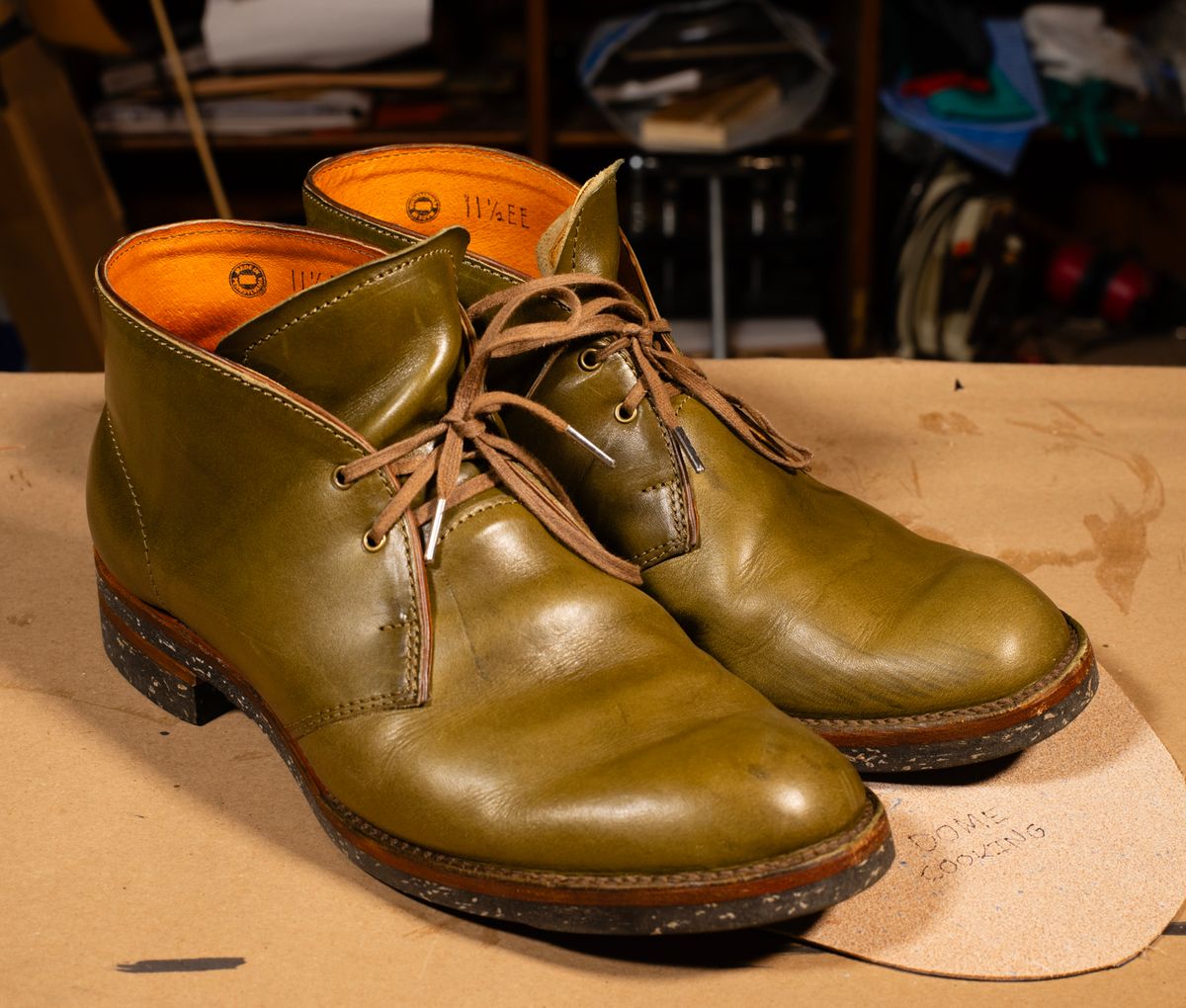 Photo by demaree on November 4, 2025 of the Oldspeed MFG Chukka in Wickett & Craig Olive Traditional Harness.