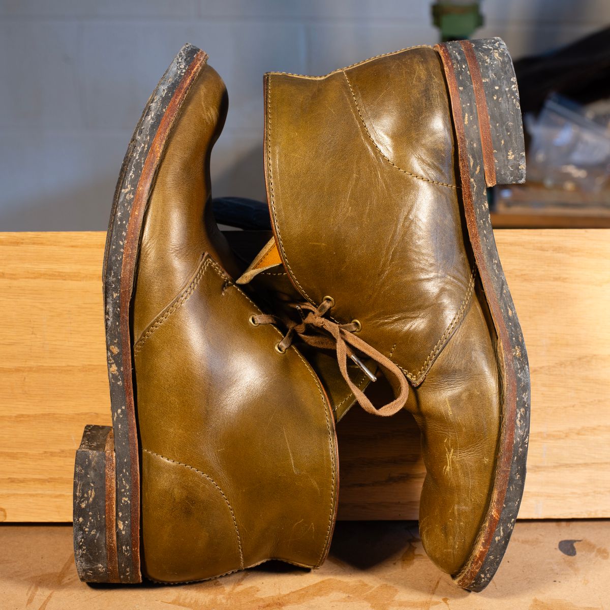 Photo by demaree on February 4, 2026 of the Oldspeed MFG Chukka in Wickett & Craig Olive Traditional Harness.