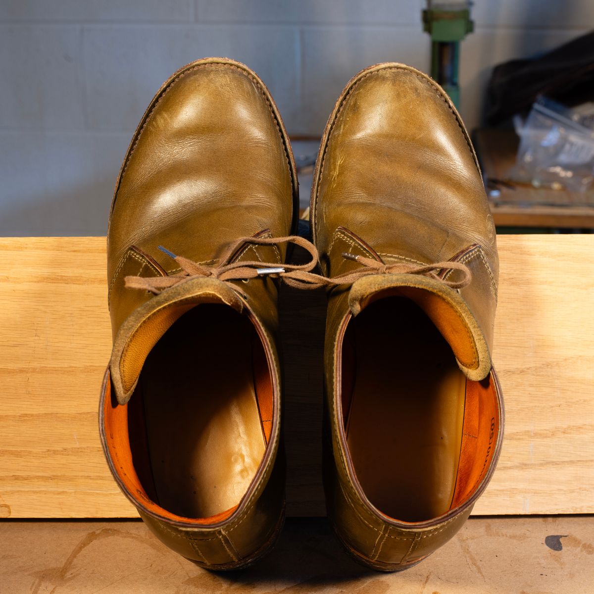 Photo by demaree on February 4, 2026 of the Oldspeed MFG Chukka in Wickett & Craig Olive Traditional Harness.