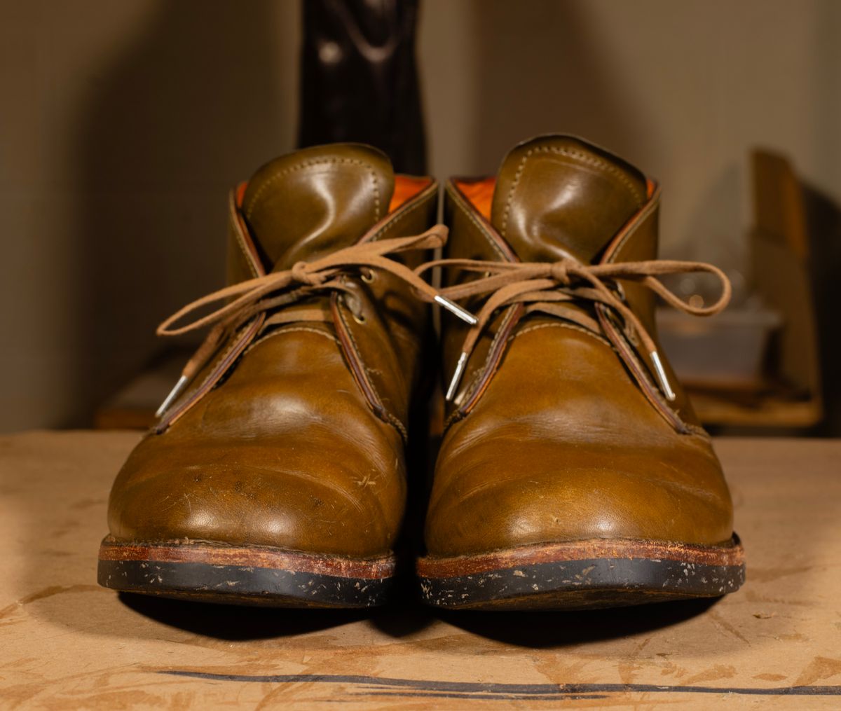 Photo by demaree on March 5, 2026 of the Oldspeed MFG Chukka in Wickett & Craig Olive Traditional Harness.