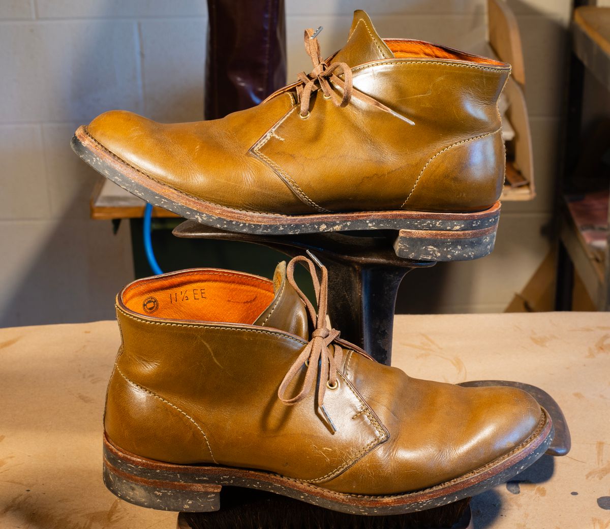 Photo by demaree on April 2, 2026 of the Oldspeed MFG Chukka in Wickett & Craig Olive Traditional Harness.