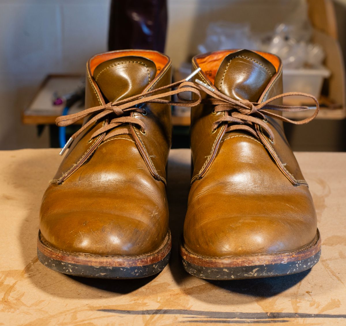 Photo by demaree on April 2, 2026 of the Oldspeed MFG Chukka in Wickett & Craig Olive Traditional Harness.