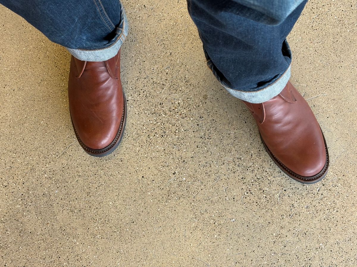 Photo by mulceber on February 15, 2025 of the Eastman Leather Tanker Boots in Russet Brown Horsehide.