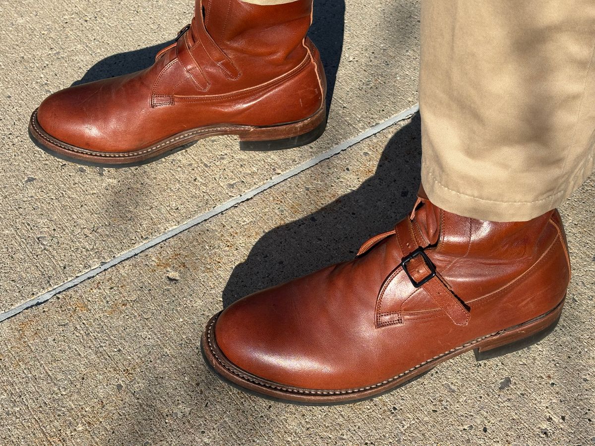 Photo by mulceber on August 26, 2025 of the Eastman Leather Tanker Boots in Russet Brown Horsehide.
