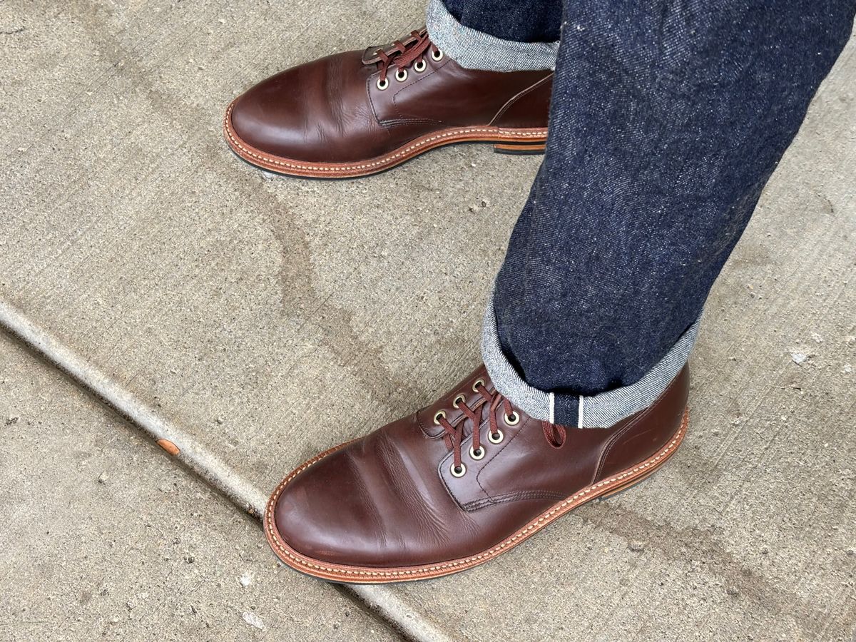 Photo by mulceber on August 20, 2025 of the Grant Stone Diesel Boot in Horween Crimson Chromexcel.